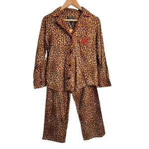 Lauren Ralph Lauren Leopard Print Pajama Set Top Small Pants Medium